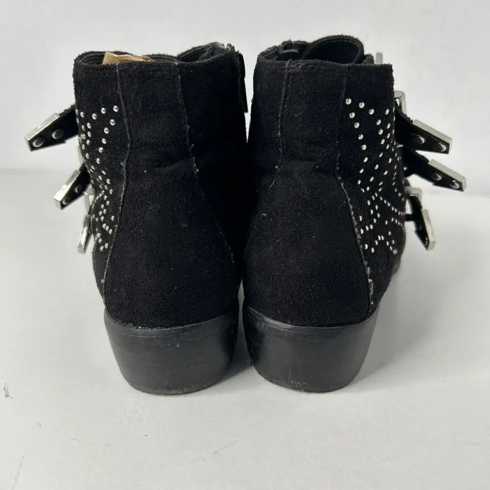 Women's  Diba True  Studded Black Leather Ankle Boots‎ Sz 8.5M EUC